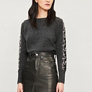 Sandro Paris Anthracite Dina Crystal-embellished Sweater
